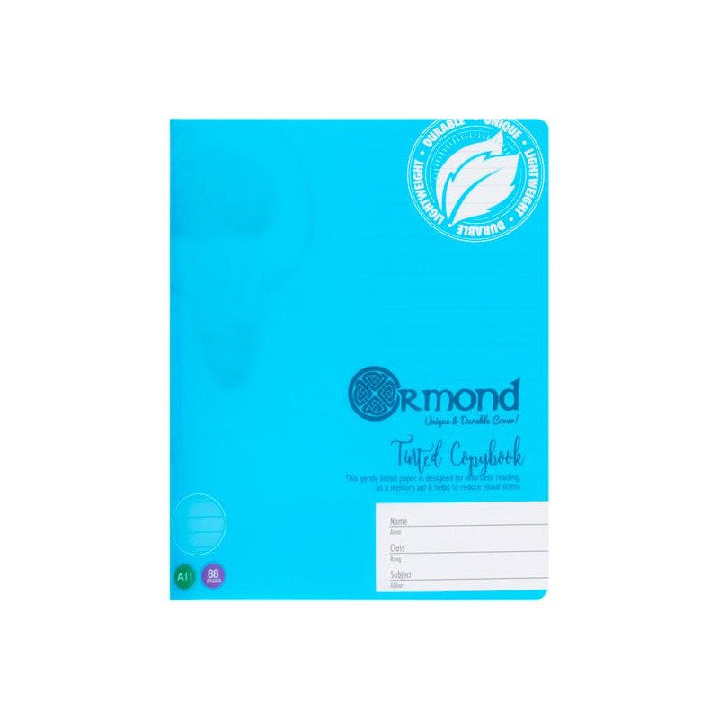 Ormond A11 Visual Aid Durable Cover Tinted Copy Book - 88 Pages - Blue-Exercise Books ,Tinted Copy Books-Ormond|Stationery Superstore UK
