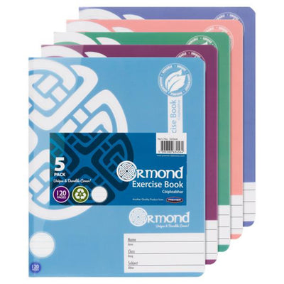 Ormond Multipack | Durable Cover Exercise Book - 120 Pages - Pack of 5-Exercise Books-Ormond|Stationery Superstore UK