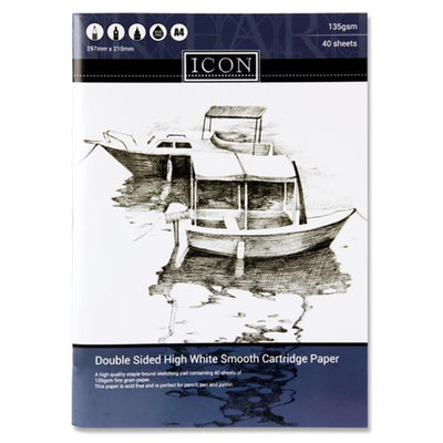 Icon A4 Sketch Pad - 135gsm - 40 Sheets-Sketchbooks-Icon|Stationery Superstore UK