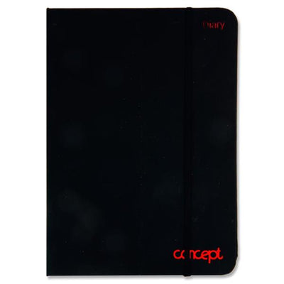 Concept A5 Undated Diary with Times & Notes - Page A Day - Black-Diaries-Concept|Stationery Superstore UK