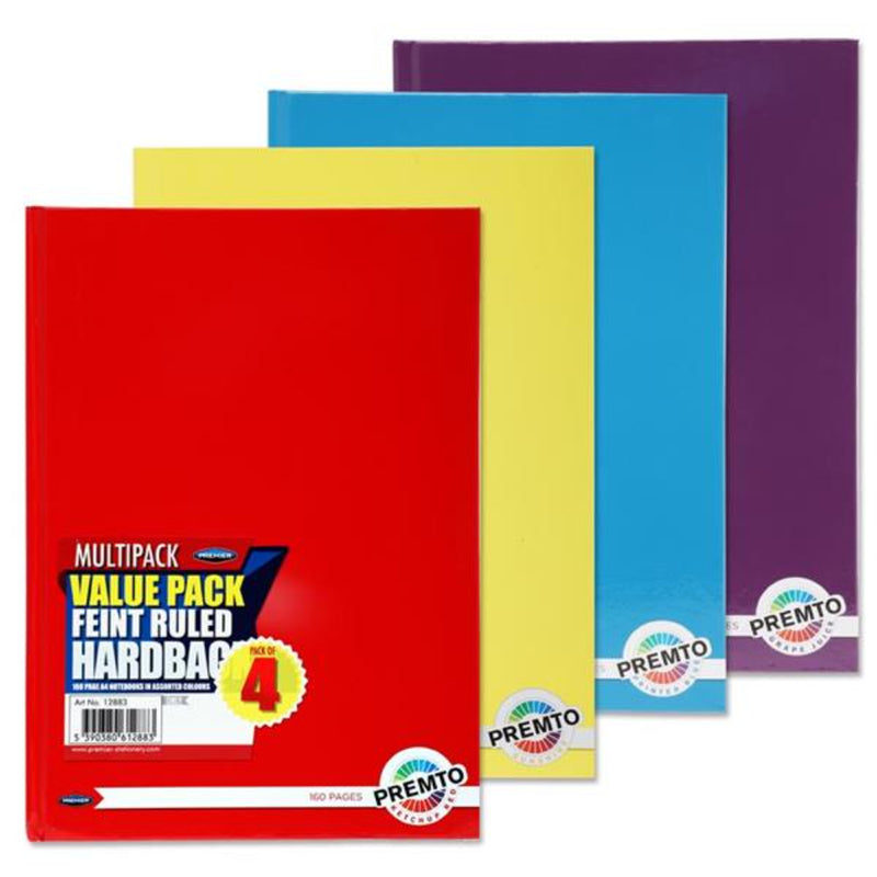 Premto Multipack | A4 Hardcover Notebook - 160 Pages - Pack of 4-A4 Notebooks-Premto|Stationery Superstore UK