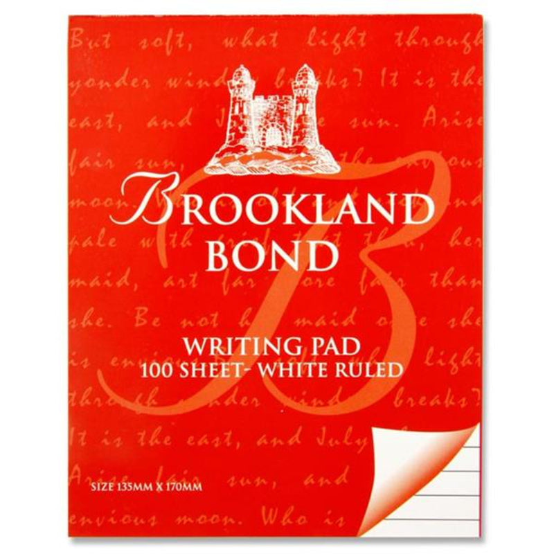 Bookland Bond Writing Pad - White Ruled - 100 Sheets-Notepads-Premier|Stationery Superstore UK