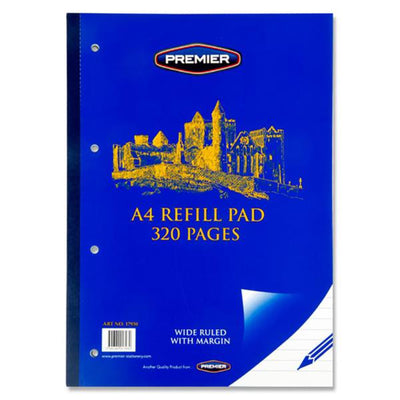 Premier A4 Refill Pad - Wide Ruled - 320 Pages-Notebook Refills-Premier|Stationery Superstore UK