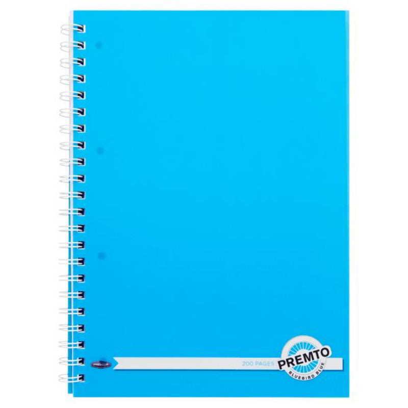Premto A4 Wiro Notebook - 200 Pages - Neon - Bluebird Blue-A4 Notebooks-Premto|Stationery Superstore UK