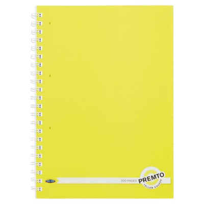 Premto A4 Wiro Notebook - 200 Pages - Neon - Yellow Squash-A4 Notebooks-Premto|Stationery Superstore UK