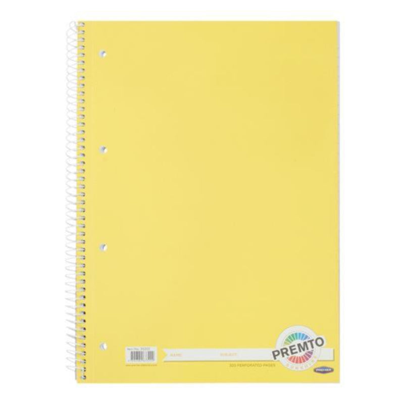Premto A4 Spiral Notebook - 320 Pages - Sunshine Yellow-A4 Notebooks-Premto|Stationery Superstore UK