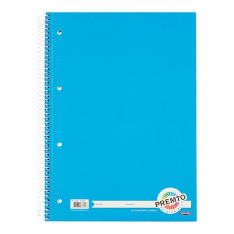 Premto A4 Spiral Notebook - 320 Pages - Printer Blue-A4 Notebooks-Premto|Stationery Superstore UK
