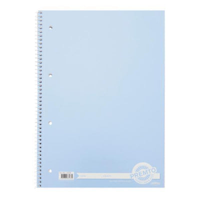 Premto Pastel A4 Spiral Notebook - 160 Pages -Cornflower Blue-A4 Notebooks-Premto|Stationery Superstore UK