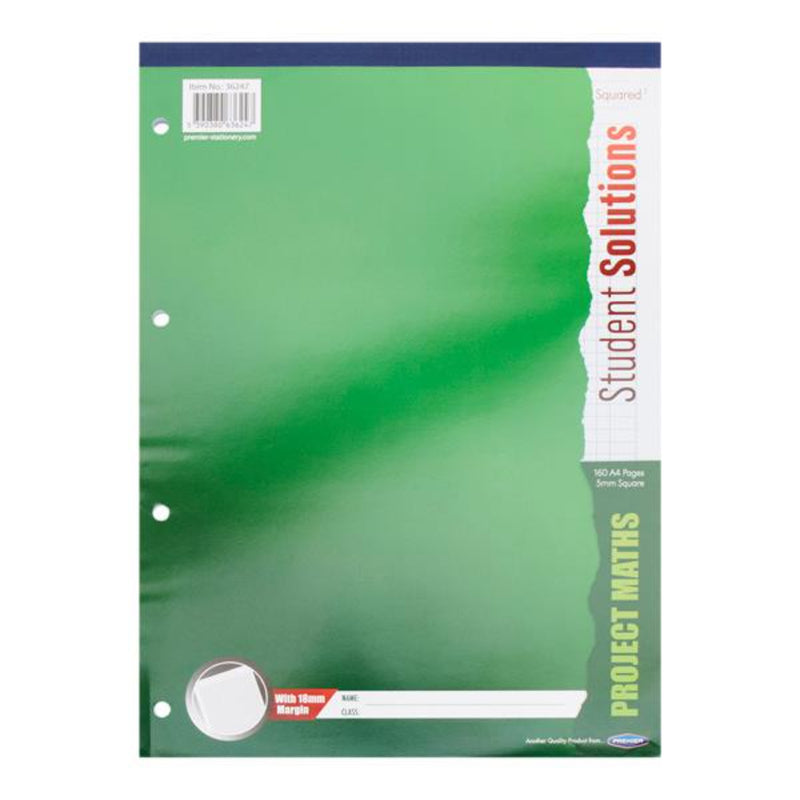 Student Solutions A4 5mm Squared Paper Project Maths Refill Pad - 160 Pages-Notebook Refills-Student Solutions|Stationery Superstore UK