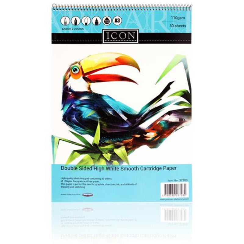 icon-a3-spiral-sketch-pad-110gsm-30-sheets|stationerysuperstore.uk