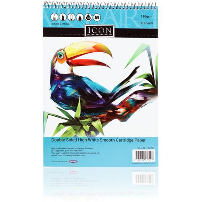 Icon A4 Spiral Sketch Pad - 110gsm - 30 Sheets-Sketchbooks-Icon|Stationery Superstore UK
