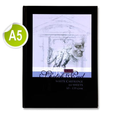 Icon A5 Hardcover Sketch Book - 135gsm - 64 Sheets-Sketchbooks-Icon|Stationery Superstore UK