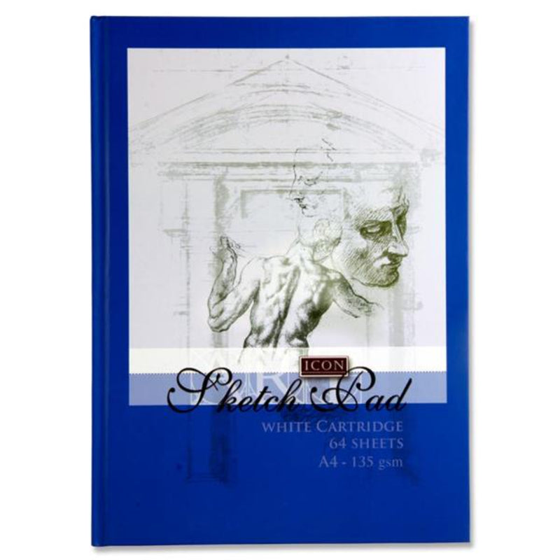 Icon A4 Hardcover Sketch Book Blue Cover - 135gsm - 64 Sheets-Sketchbooks-Icon|Stationery Superstore UK