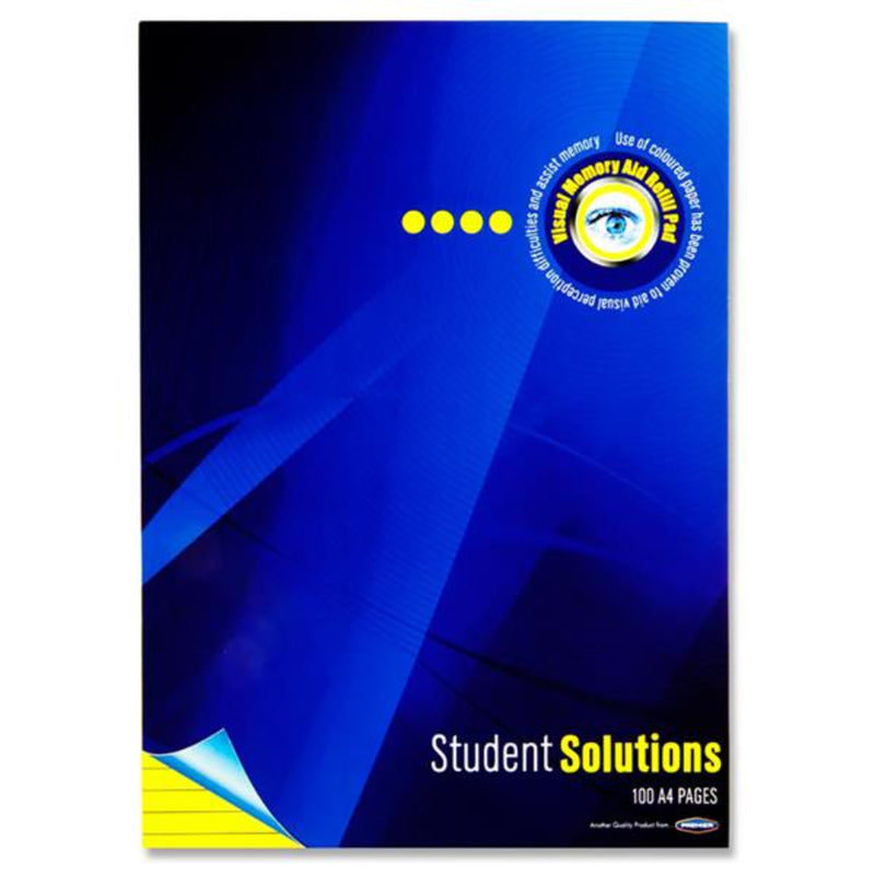 Student Solutions A4 Visual Memory Aid Refill Pad - 100 Pages - Yellow-Tinted Notebooks & Refills-Student Solutions|Stationery Superstore UK