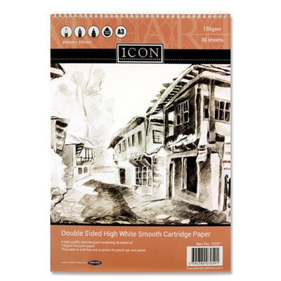 Icon A3 Wiro Sketch Pad - 135gsm - 30 Sheets-Sketchbooks-Icon|Stationery Superstore UK