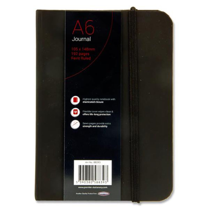 Concept A6 Journal Ruled with Elastic Closure - 192 Pages - Black-Journals-Concept|Stationery Superstore UK