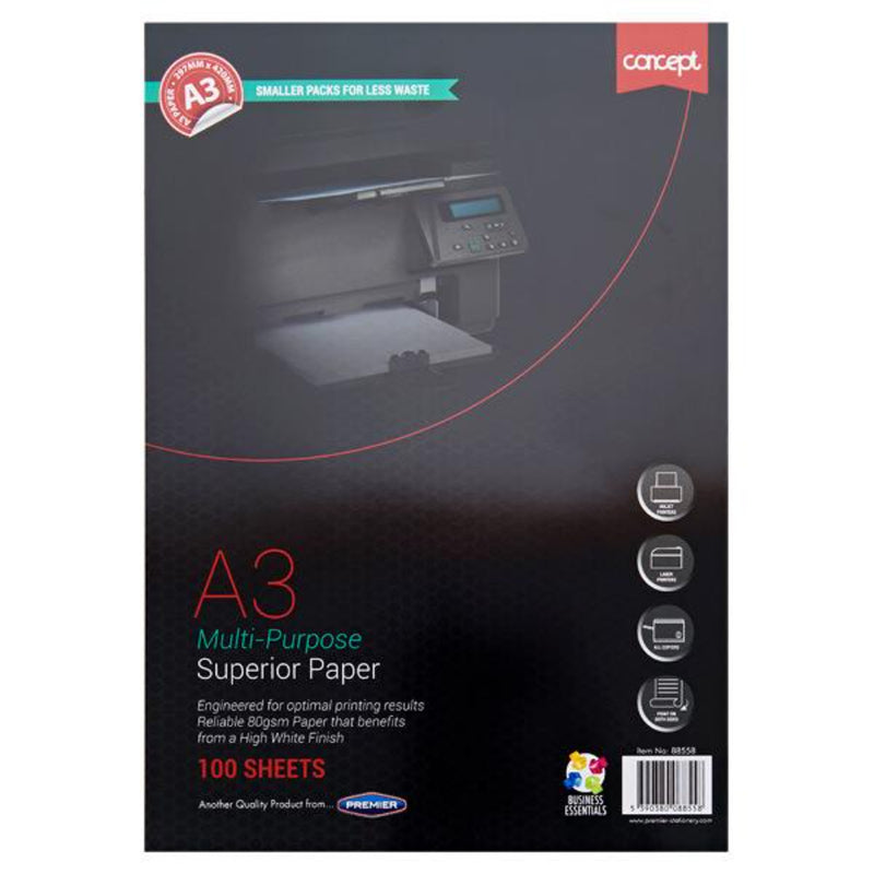 Concept A3 Copier Paper - 80gsm - 100 Sheets-Printer & Copier Paper-Concept|Stationery Superstore UK