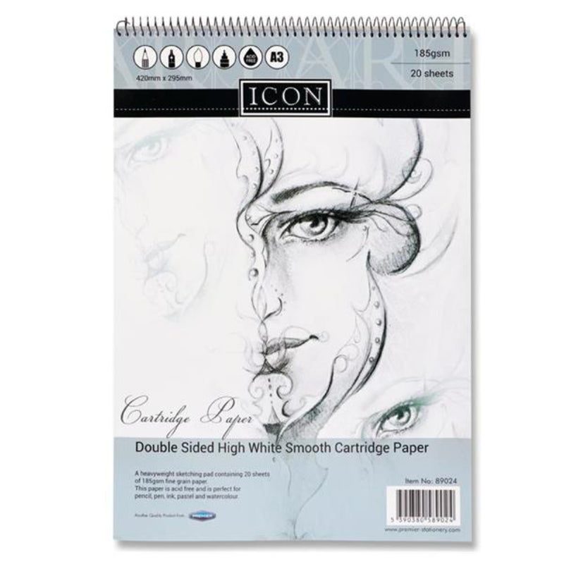 Icon A3 Spiral Sketch Pad - 185gsm - 20 Sheets