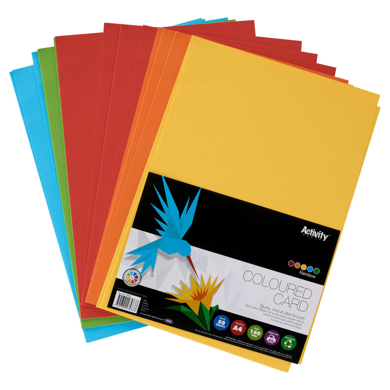 Premier Activity A4 Card - 160 gsm - Rainbow - 50 Sheets-Craft Paper & Card-Premier|Stationery Superstore UK