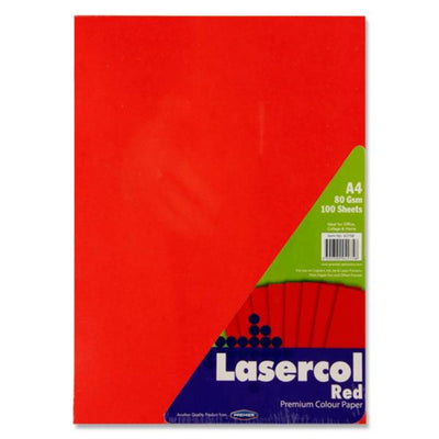 Lasercol A4 Colour Paper - 80gsm - Red - 100 Sheets-Colour Paper-Lasercol|Stationery Superstore UK