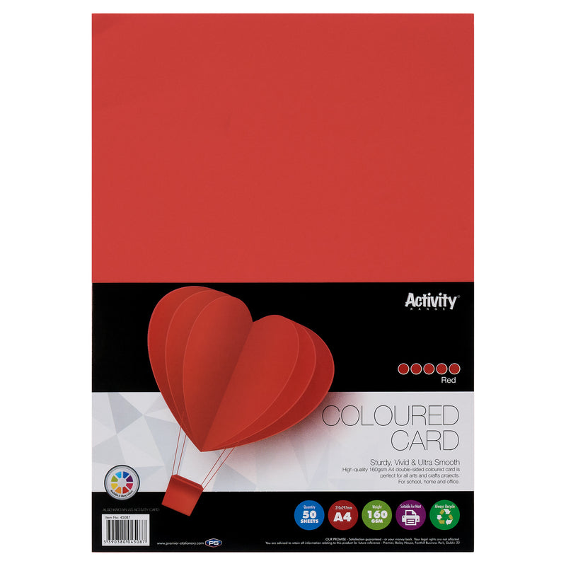 premier-activity-a4-card-160-gsm-red-50-sheets|Stationery Superstore UK