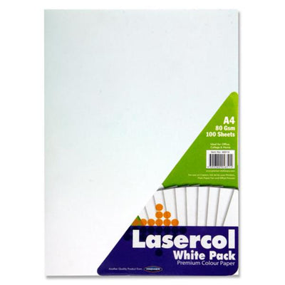 Lasercol A4 Printer Paper - 80gsm - White - 100 Sheets-Printer & Copier Paper-Lasercol|Stationery Superstore UK