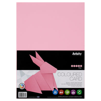Premier Activity A4 Card - 160 gsm - Pink - 50 Sheets