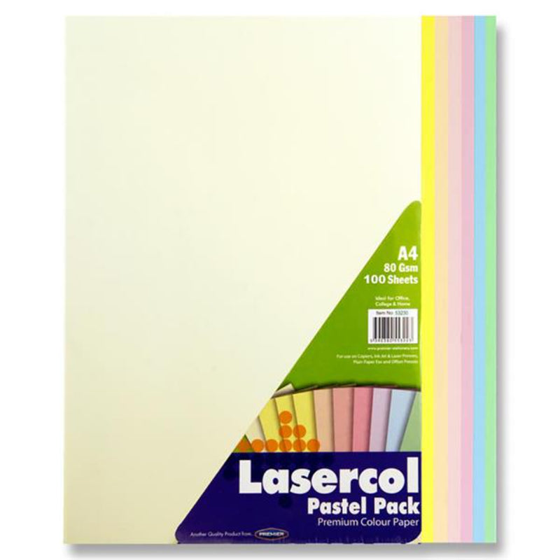 Lasercol A4 Colour Paper - 80gsm - Pastel - 100 Sheets-Colour Paper-Lasercol|Stationery Superstore UK