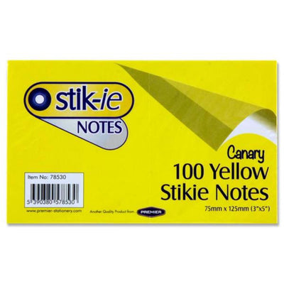 Stik-ie Notes - 75 x 125mm - Yellow-Sticky Notes-Stik-ie|Stationery Superstore UK