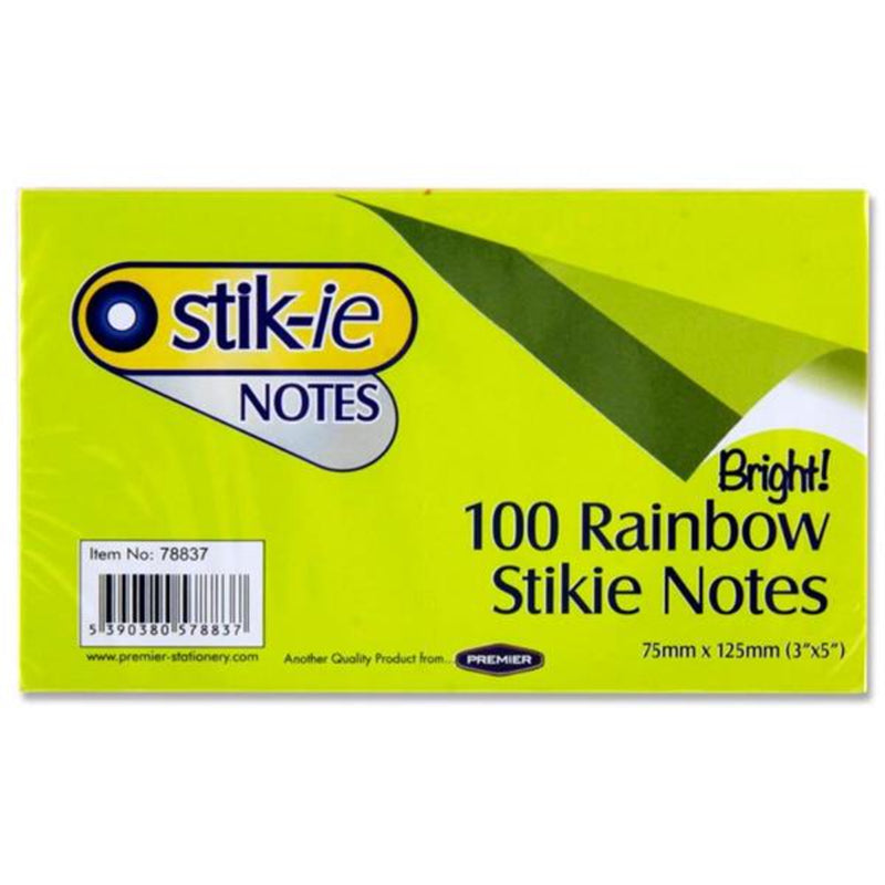 Stik-ie Notes - 75 x 125mm - 5 Colour Rainbow-Sticky Notes-Stik-ie|Stationery Superstore UK