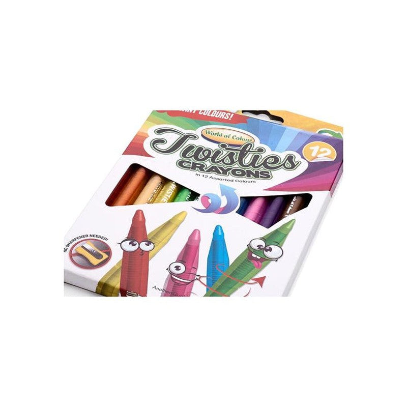 World of Colour Twisties Crayons - Pack of 12-Crayons-World of Colour|Stationery Superstore UK