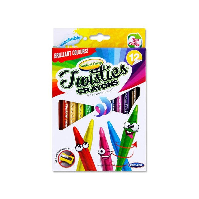 World of Colour Twisties Crayons - Pack of 12-Crayons-World of Colour|Stationery Superstore UK
