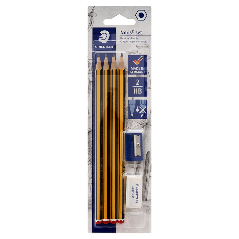 Staedtler Noris Pencils, Sharpener & Eraser, Hb - Pack of 4