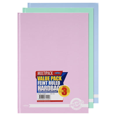 Premto Multipack | Pastel A4 160pg Hardcover Notebook - Pack of 3-A4 Notebooks-Premto|Stationery Superstore UK