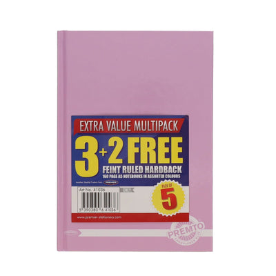 Premto Pastel Multipack | A5 Hardcover Notebook - 160 Pages - Pack of 5-A5 Notebooks-Premto|Stationery Superstore UK