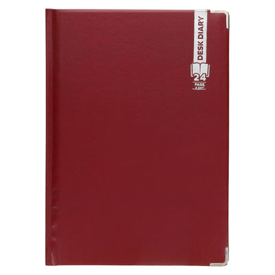 Premier 2024 A4 Desk Diary - Page A Day - Red-Diaries-Premier|Stationery Superstore UK