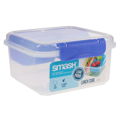 Smash Leakproof Lunch Cube with Compartments - 1.15L - Blue-Lunch Boxes-Smash|Stationery Superstore UK