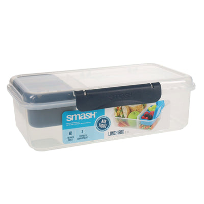Smash Leakproof Box with Removable Compartment - 2.1L - Black-Lunch Boxes-Smash|Stationery Superstore UK