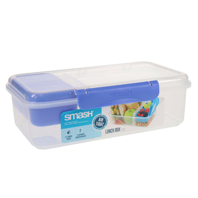 Smash Leakproof Box with Removable Compartment - 2.1L - Blue-Lunch Boxes-Smash|Stationery Superstore UK