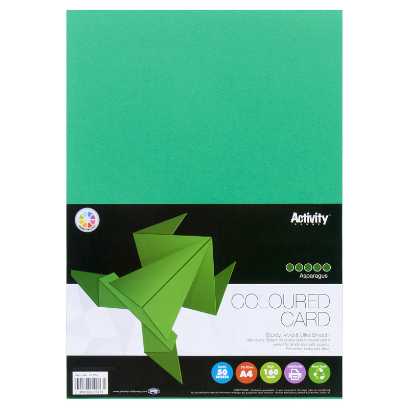 Premier Activity A4 Card - 160 gsm - Asparagus Green - 50 Sheets