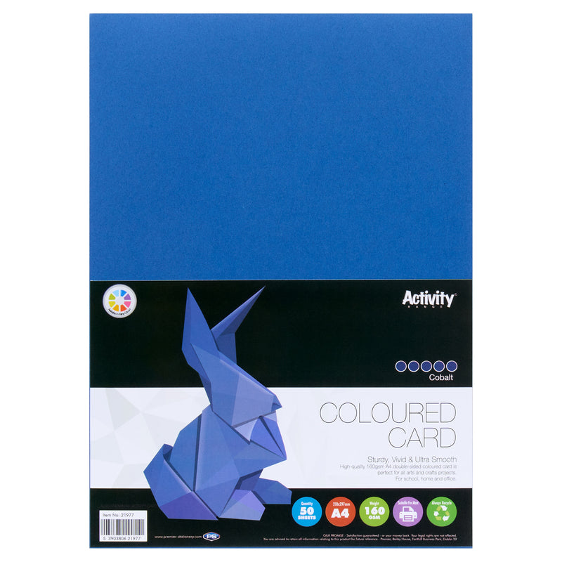 premier-activity-a4-card-160-gsm-cobalt-blue-50-sheets|Stationerysuperstore.uk