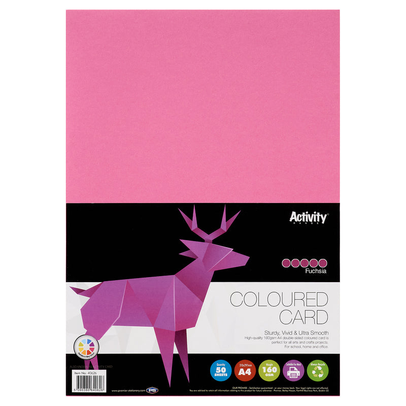 Premier Activity A4 160gsm Card - Fuchsia - 50 Sheets-Craft Paper & Card-Premier|Stationery Superstore UK