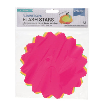 Premier Office 6 Inch Flash Stars - Pack of 12-Sale Cards & Stickers-Premier Office|Stationery Superstore UK