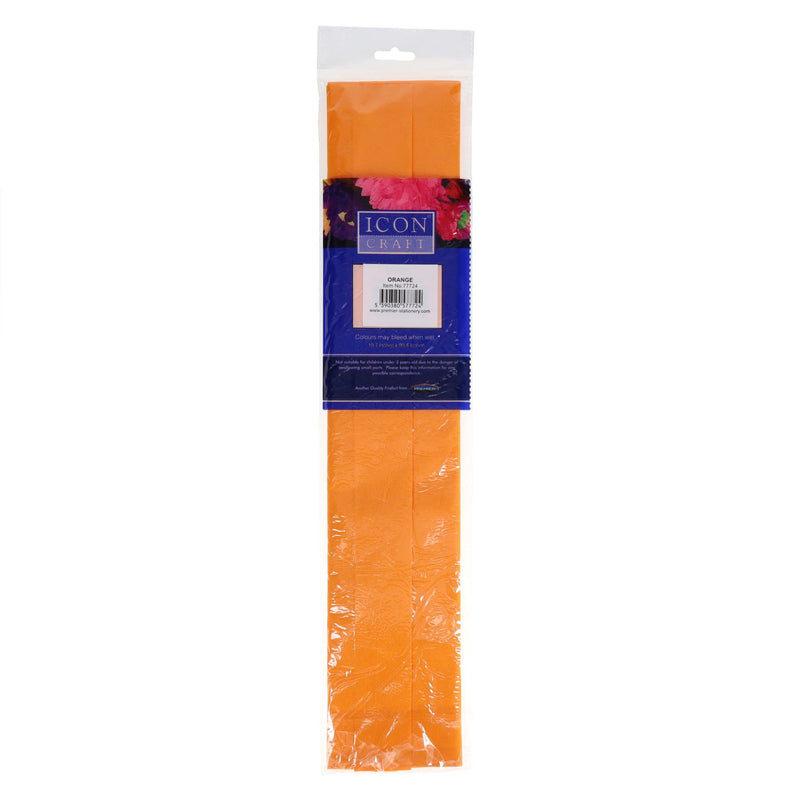 Icon Crepe Paper - 17gsm - 50cm x 250cm - Orange-Crepe Paper-Icon|Stationery Superstore UK
