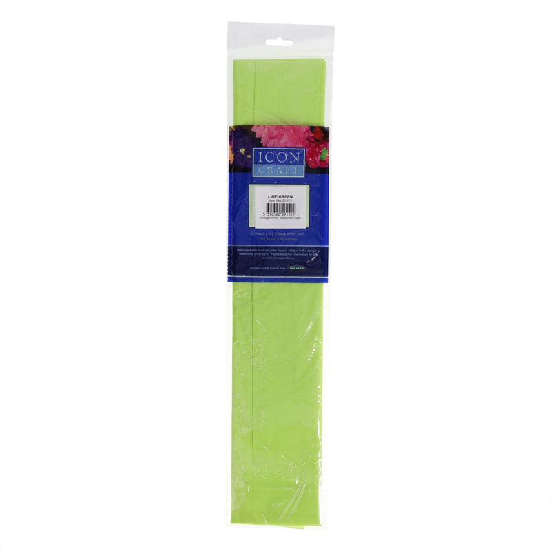 Icon Crepe Paper - 17gsm - 50cm x 250cm - Lime Green-Crepe Paper-Icon|Stationery Superstore UK