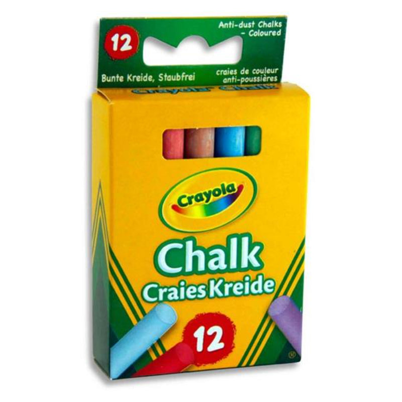 Crayola Anti-Dust Chalks - Coloured - Pack of 12-Chalk-Crayola|Stationery Superstore UK