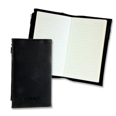 Concept 96 x 166mm Leather Journal with Zip Pocket - 192 Pages-Journals-Concept|Stationery Superstore UK
