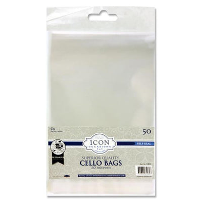 Icon Occasions C6 Self Seal Cello Bags - Pack of 50-Cellophane Bags & Rolls-Icon|Stationery Superstore UK