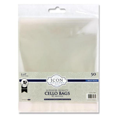 Icon Occasions 6x6 Self Seal Cello Bags - Pack of 50-Cellophane Bags & Rolls-Icon|Stationery Superstore UK
