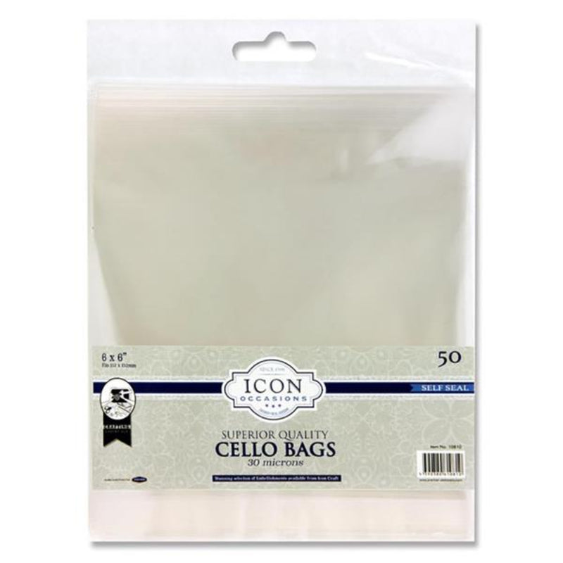 Icon Occasions 6x6 Self Seal Cello Bags - Pack of 50
